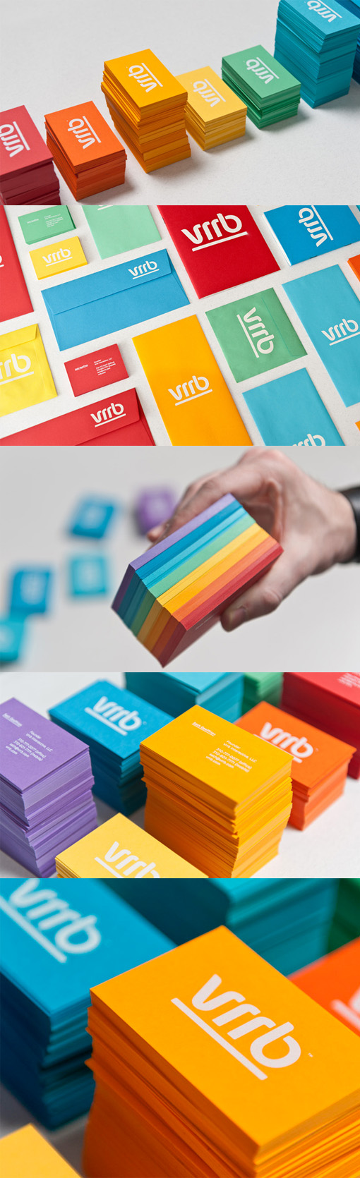 Custom Typography On A Colourful Set Of Business Cards For A Web Development Studio
